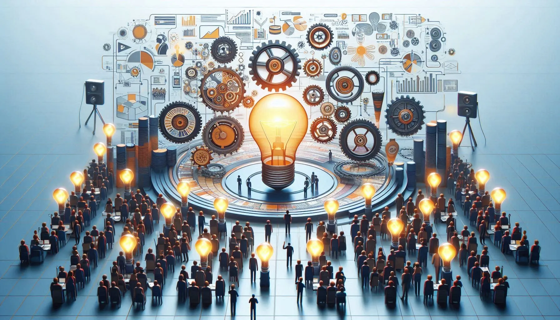 A concept image representing how event organisers create engaging content for hybrid audiences at hybrid events.