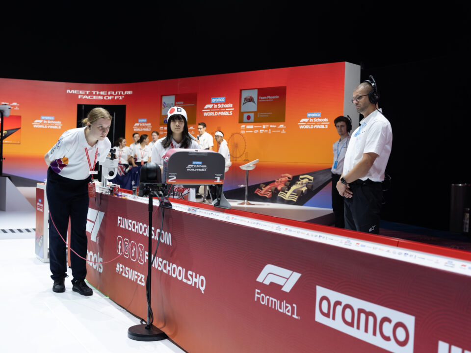 An interactive exhibit at an F1 event engages participants and event organisers alike.