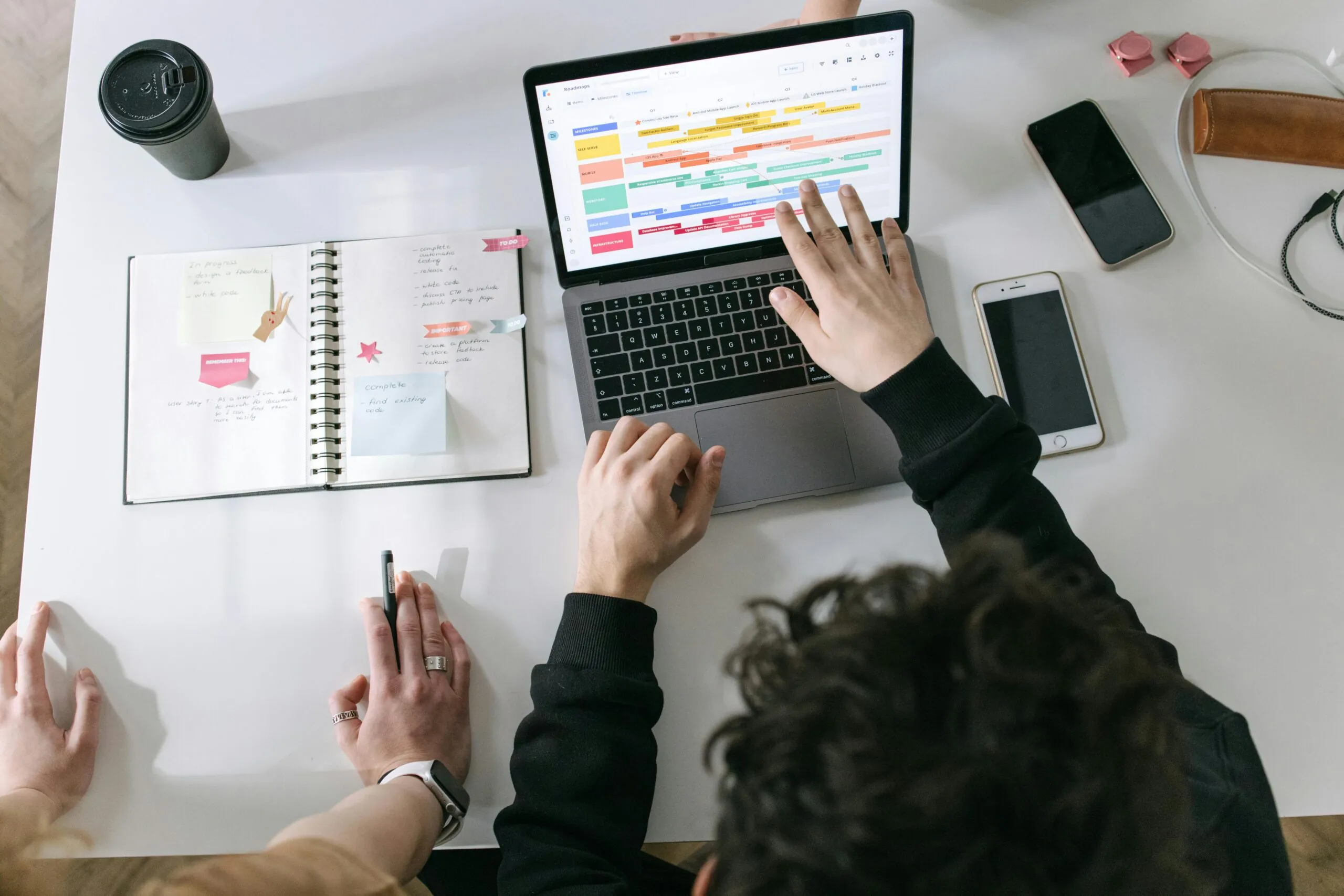 Event planner aligning travel schedules for timely corporate events