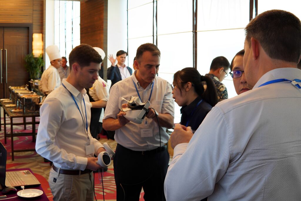 Interactive product launch experience where attendees engage with live technology demonstrations and product showcases.